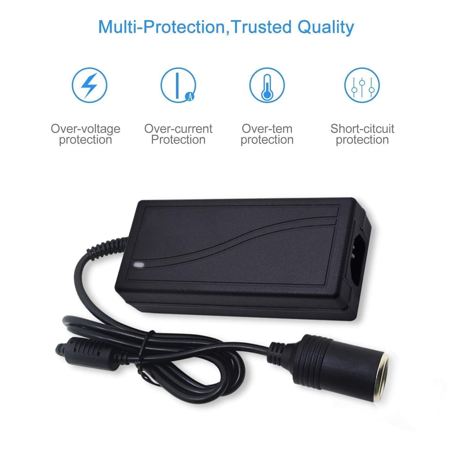 STHIRA AC to DC Converter for Car Devices with 12V 5A 60W Output & Smart Chip | 7.5ft Cord