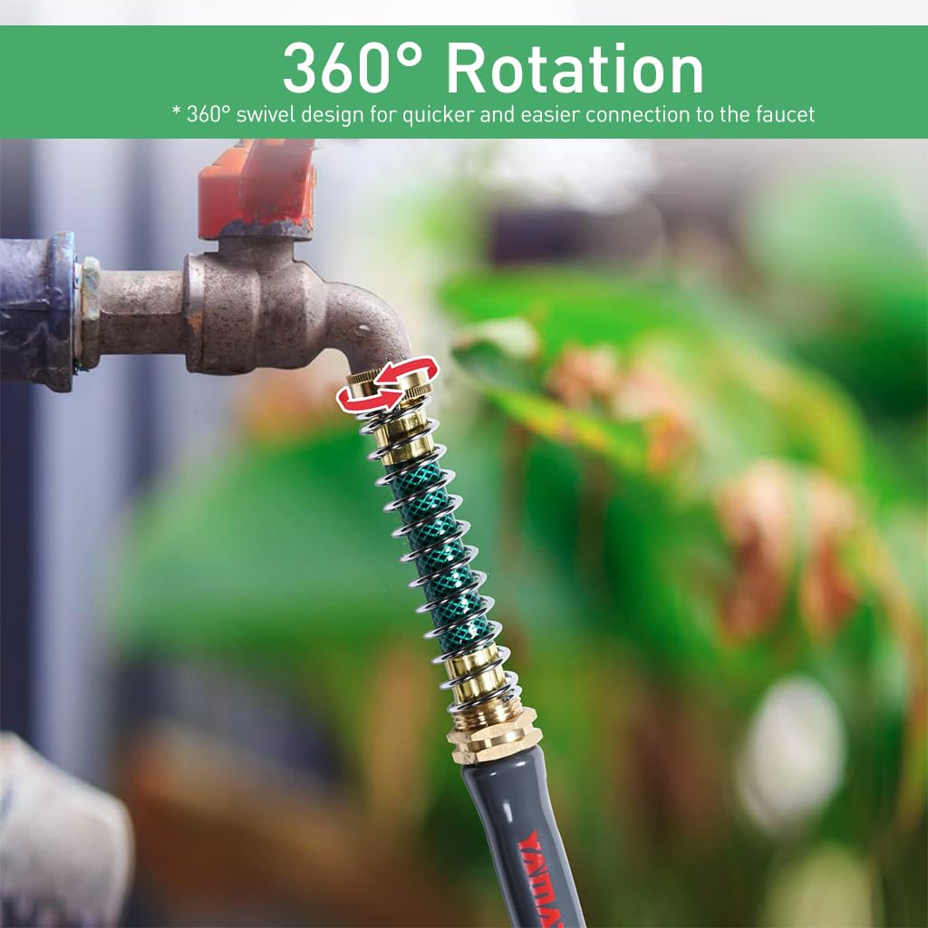 HASTHIP Garden Hose Connector Adapter for Faucets with 5.7 in Extender and Coil Spring | Brass