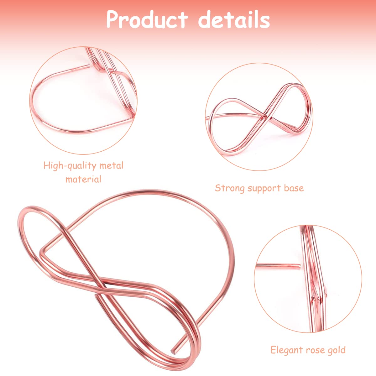 HASTHIP Name Plate Holder for Weddings and Dinners featuring Low Center Base Design | 12Pcs Rose Gold Stainless Steel Set