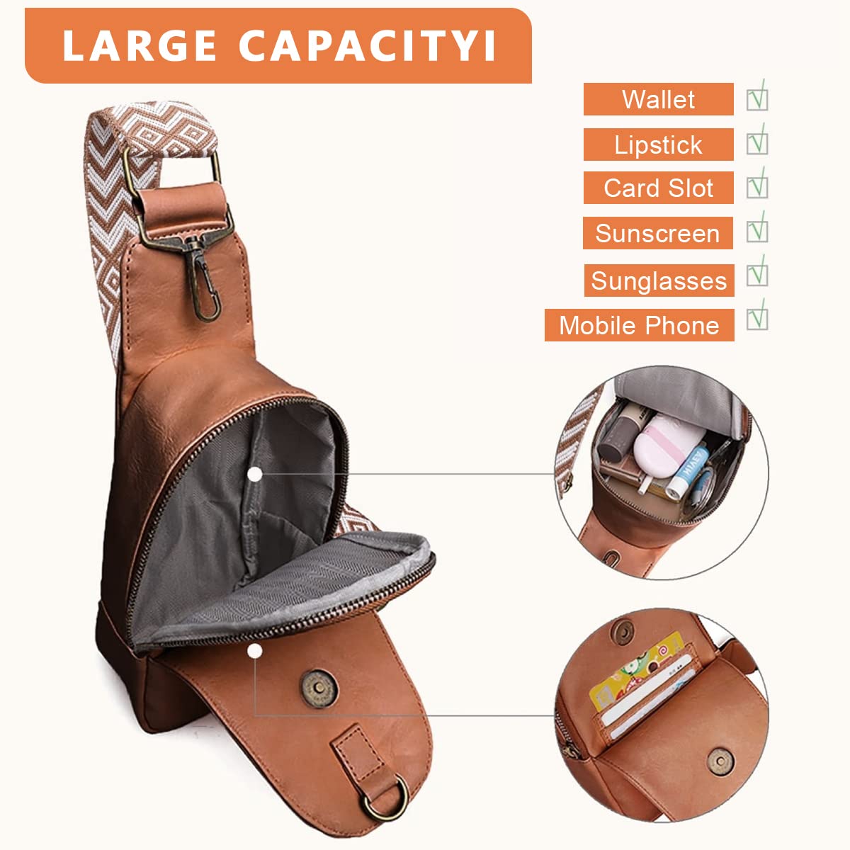 PALAY Women Crossbody Chest Bag for Daily Commuting with 13.5×23×7.5 cm Capacity | Adjustable PU Strap
