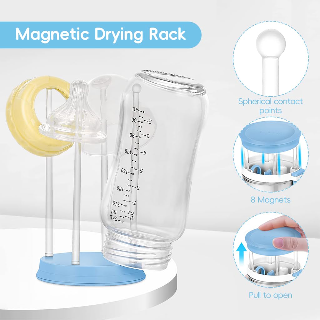 ZIBUYU Baby Bottle Cleaning Brush Kit with 2 in 1 Storage Case and Silicone Heads | 6 in 1 Travel Set