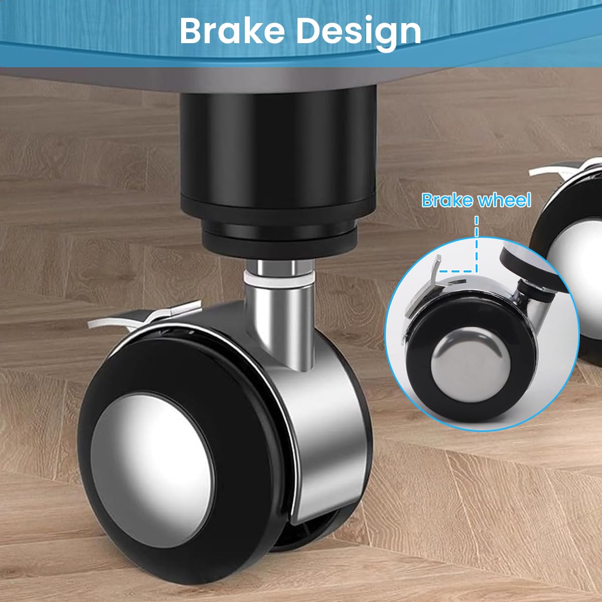 HASTHIP Adjustable Furniture Legs for Bed Sofa Cabinet with 80–120mm Telescopic Metal Alloy Wheels