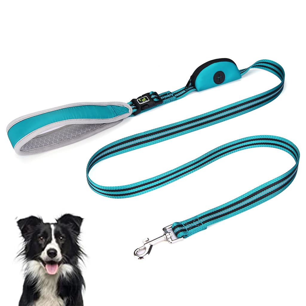 Qpets® 1.5m Dog Belt for Small Dogs with Poop Bag Zipper Organizer Design, Nylon Rope, Leash for Dog with Comfortable Padded Hand Grip Quick Release Buckle for Walking Slip Leash