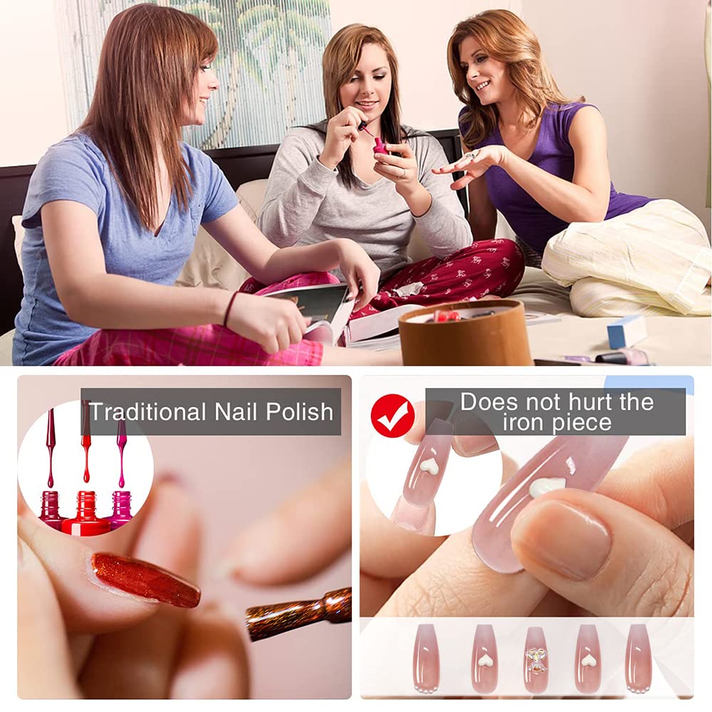 MAYCREATE Press On Nails for DIY French Style Manicure with 24pcs Full Cover Almond Shape Set