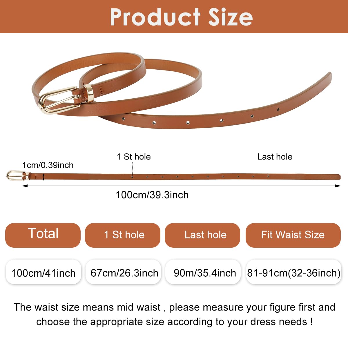 SANNIDHI Waist Belt for Women featuring Golden Alloy Buckle and 4pcs 1cm PU Leather Set | Fits 29–38in
