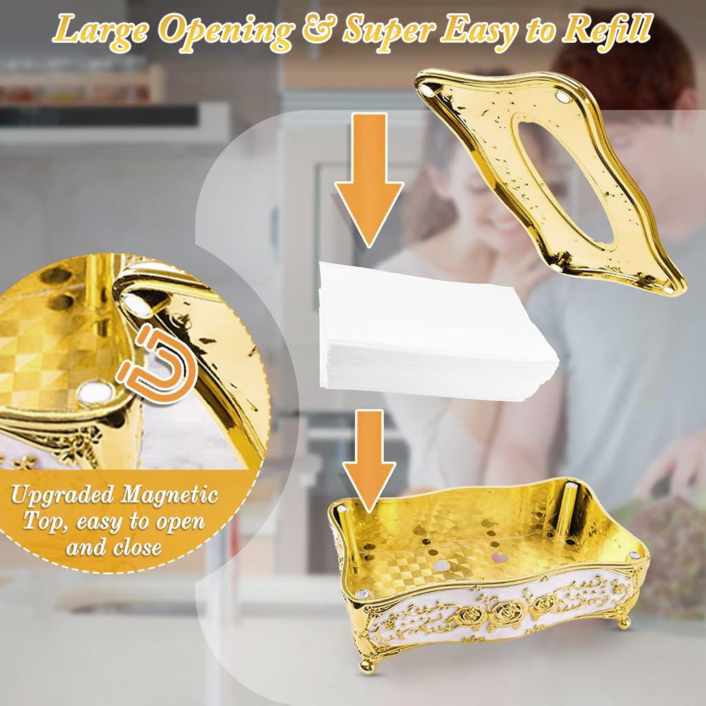 ZIBUYU Tissue Box Holder for Home and Office with Removable Design 23x13x9.5cm | Golden Rose Decor
