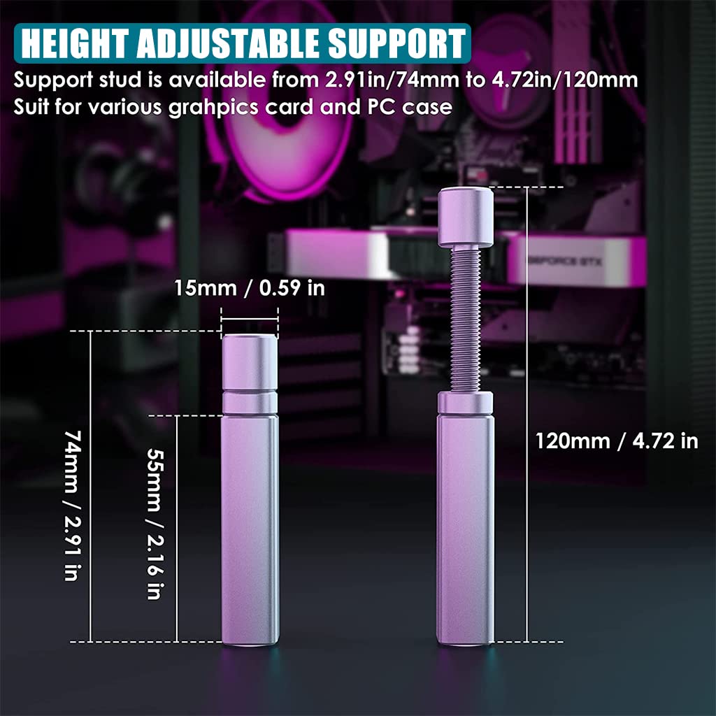 HASTHIP Graphics Card Bracket for Desktop PC with Screw Adjustment and Hidden Magnet Base | All Aluminum GPU Support Stand