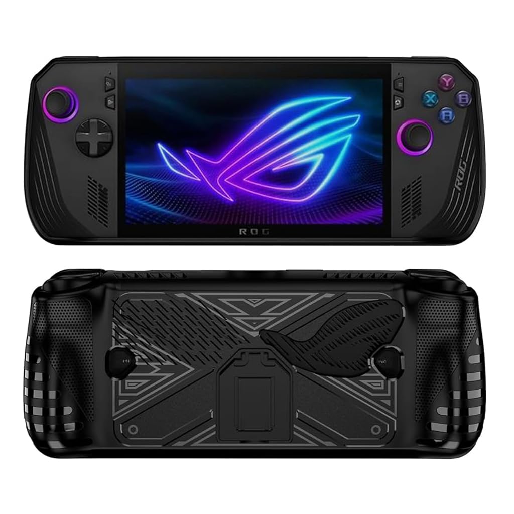 ZORBES® Protective Case for ASUS ROG Ally X Gaming Console, Anti-Scratch TPU Cover with Folding Kickstand, Non-Slip Protective Case Skin Cover Handheld Cover, Not Included Rog-Ally, Black