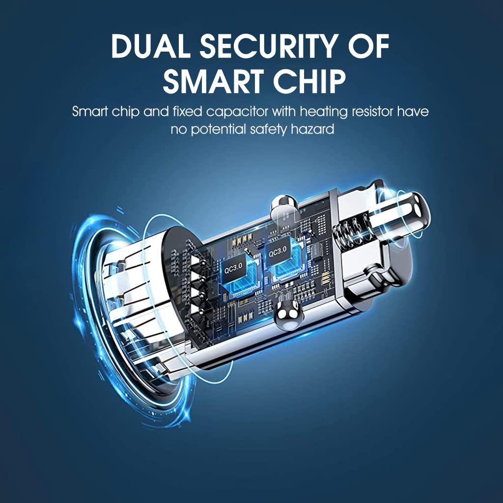 HASTHIP USB Car Charger Dual QC3.0 36W with Smart IC Protection and Metal Casing | Fast Charge for iPhone and Android