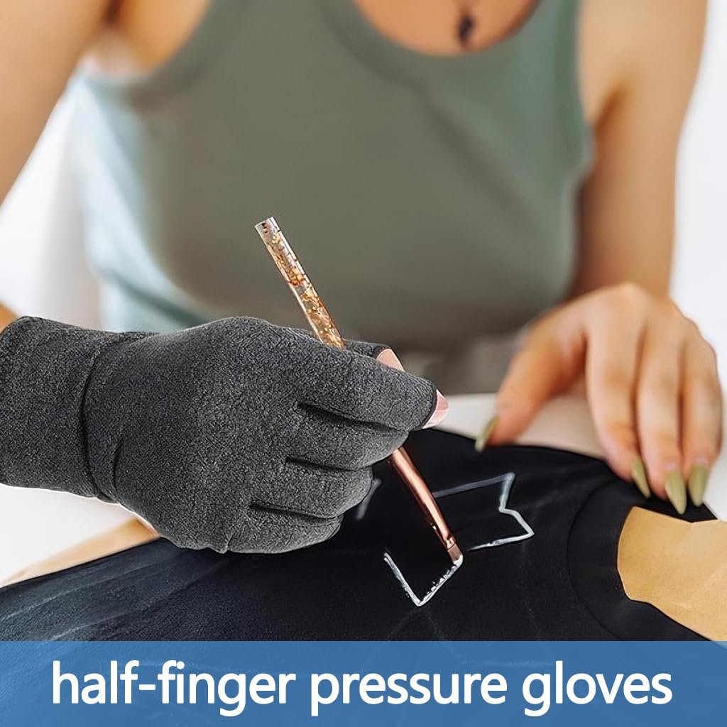 Zibuyu Arthritis Compression Gloves for Pain Relief with Ergonomic Fingerless Fit | Bamboo Fabric Comfort for Day and Night Use