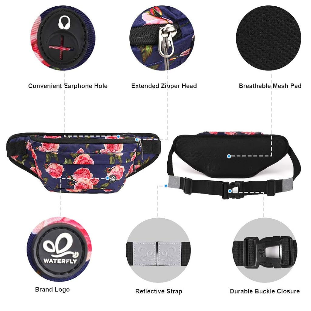 GUSTAVE® Waist Bag for Men Women Waterproof Chest Stylish Fanny Pack Lightweight Bum with Adjustable Strap Outdoor Sports Running Hiking Maple Leaf 3 PCS