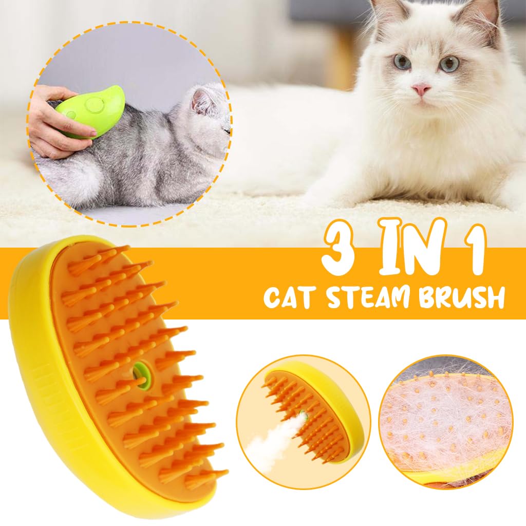 ZIBUYU® Steam Brush for Dog Cat, 3 in 1 Bath-Free Electric Cleaning Brush Usb Grooming Brush for Cat Dog Usb Rechargeable Steam Massage Pet Hair Water Brush Remove Mat Shedding