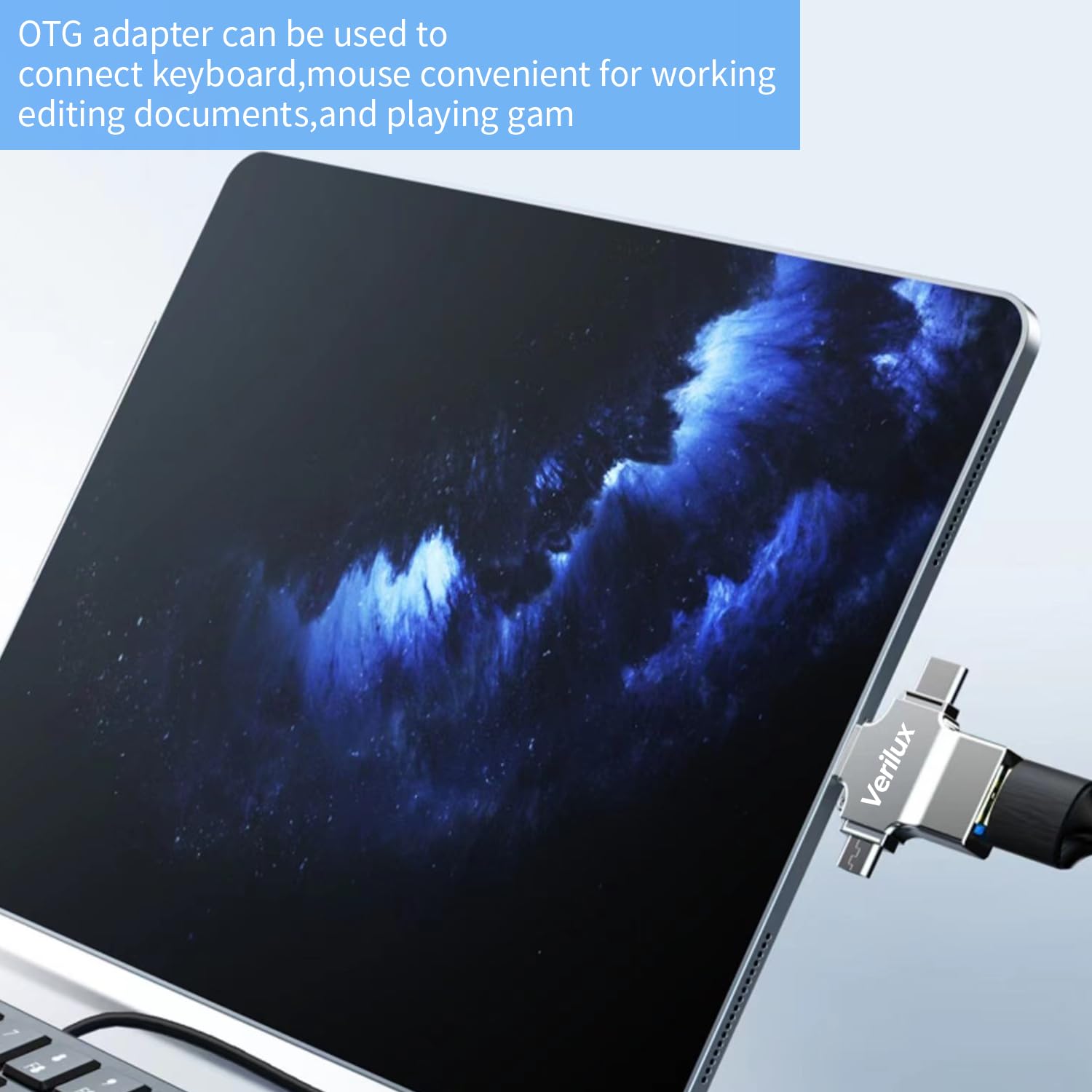 Verilux OTG Adapter 4 in 1 with Type C Micro USB and Lightning Ports for iOS and Android Devices