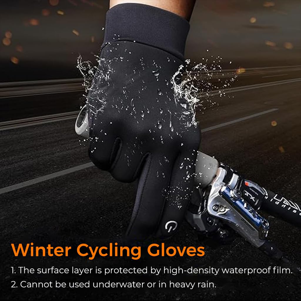 Zibuyu Winter Gloves for Running and Cycling with Touchscreen Fingertips | 30 cm Windproof Water‑Repellent Design for Men and Women
