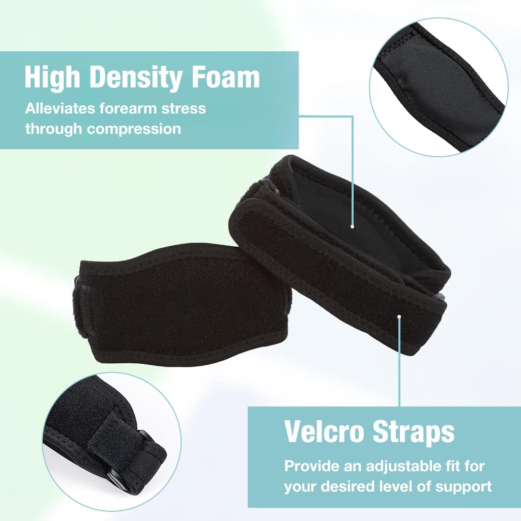 PROBEROS Tennis Elbow Support for Pain Relief with Adjustable Compression Pad | Breathable Non Slip Strap