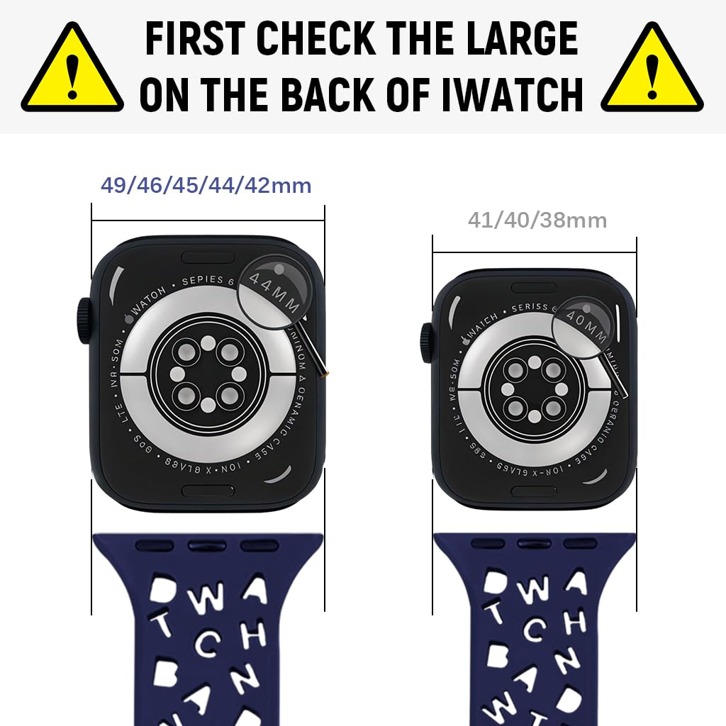 ZORBES Watch Band for Apple Watch 49–42mm with Cutout Letter Design and Soft Silicone | 2 PCS Adjustable Replacement Strap