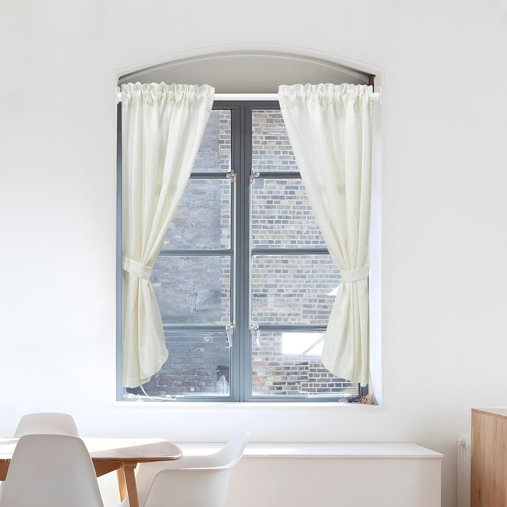 HASTHIP Retractable Curtain Rod for Windows and Doors with Wall Hooks 32.6–59 in White