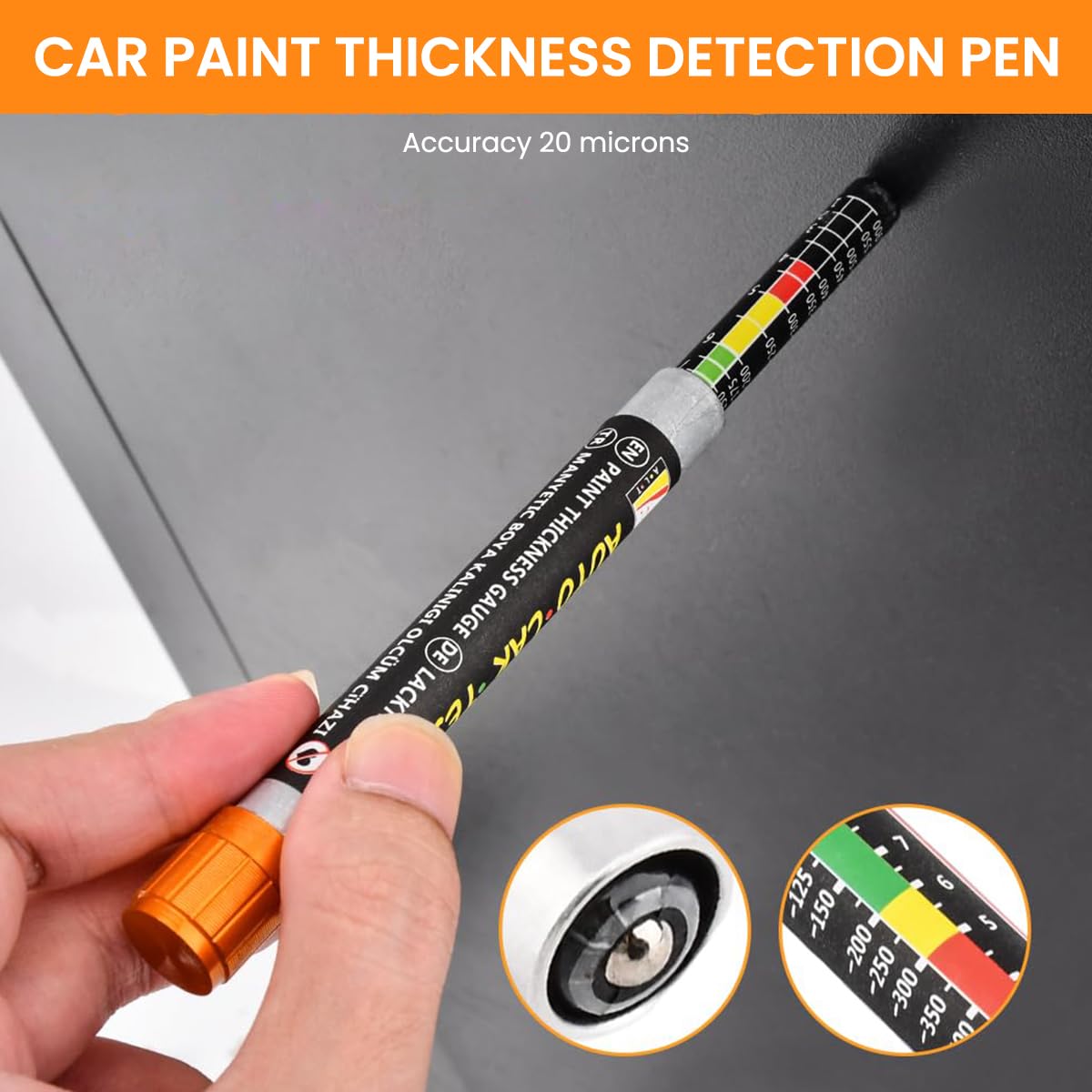 STHIRA Paint Thickness Gauge Pen for Vehicle Coating Check with Magnetic Mechanism 2 PCS