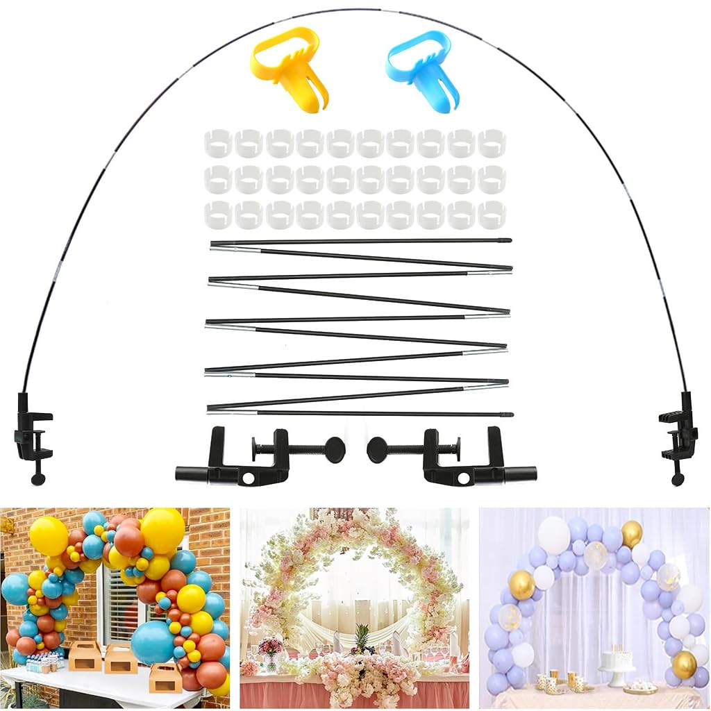 HASTHIP® Wedding Table Ballon Arch Stand Kit DIY Assembly Fiber Rod Table Ballon Arch Stand Floral Arch Stand Ballon Stand for Party, Wedding, Birthday, Festivals, with Accessories and Tools