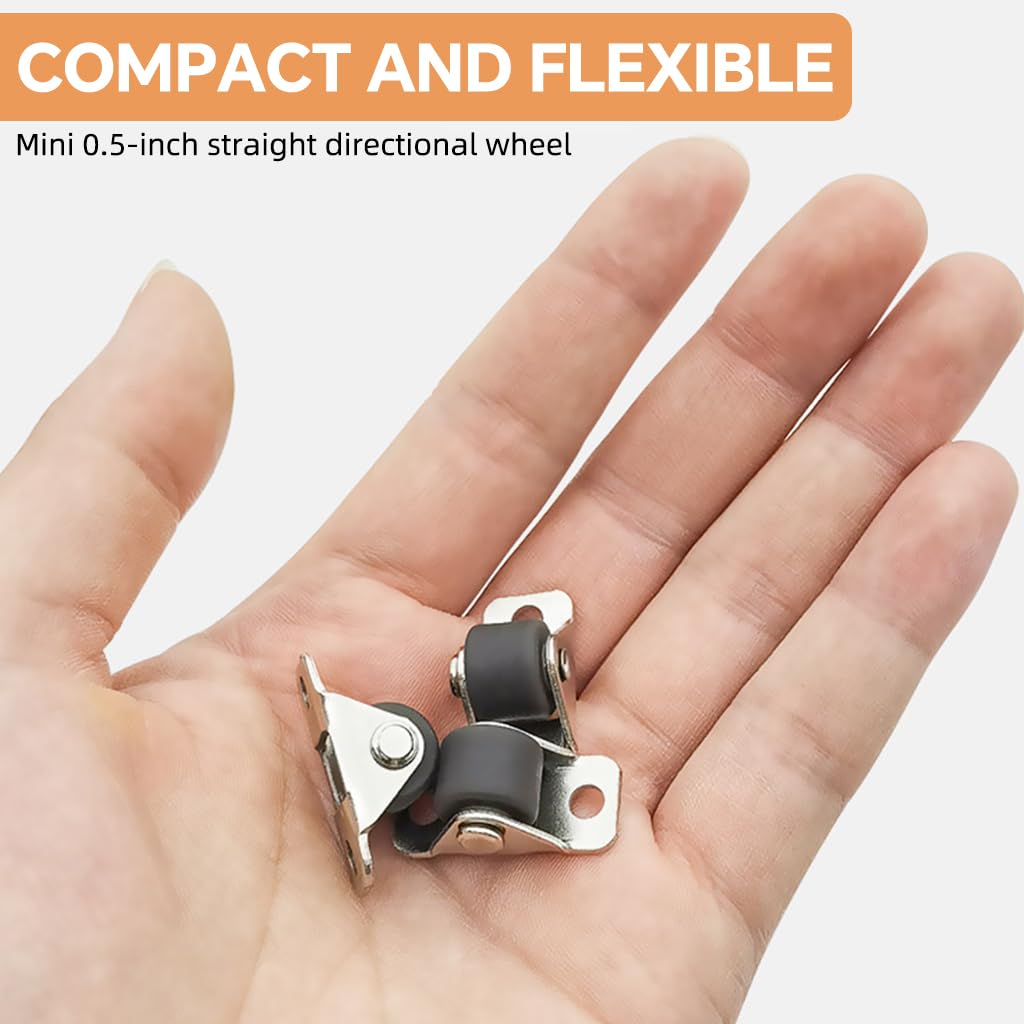 Serplex Caster Wheels for Models and DIY Projects featuring 0.5 in Straight Directional TPR Wheels | Includes Screw Kit