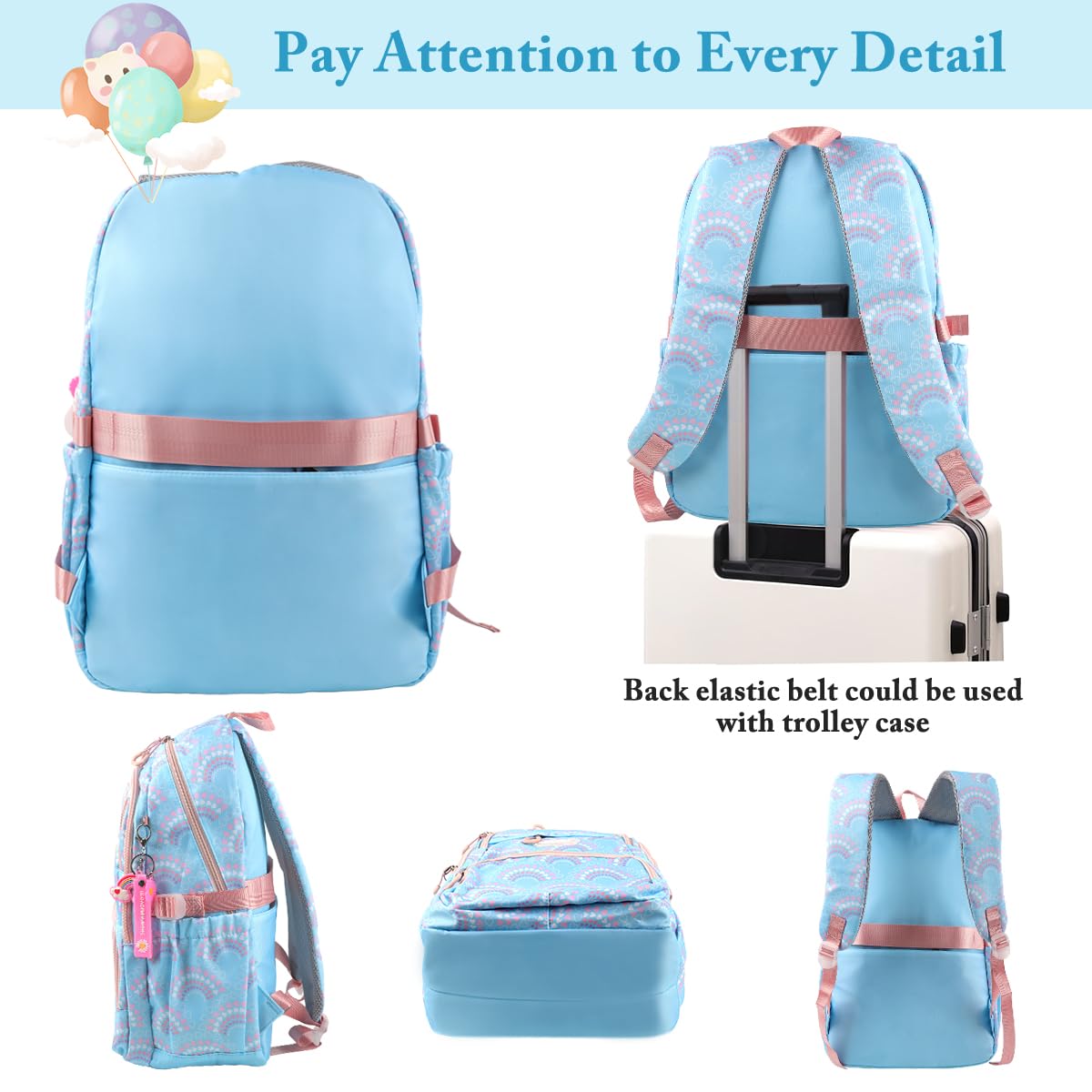 PALAY School Bag for Women featuring Multi Layer Storage and Waterproof Oxford Fabric | Casual Travel Set