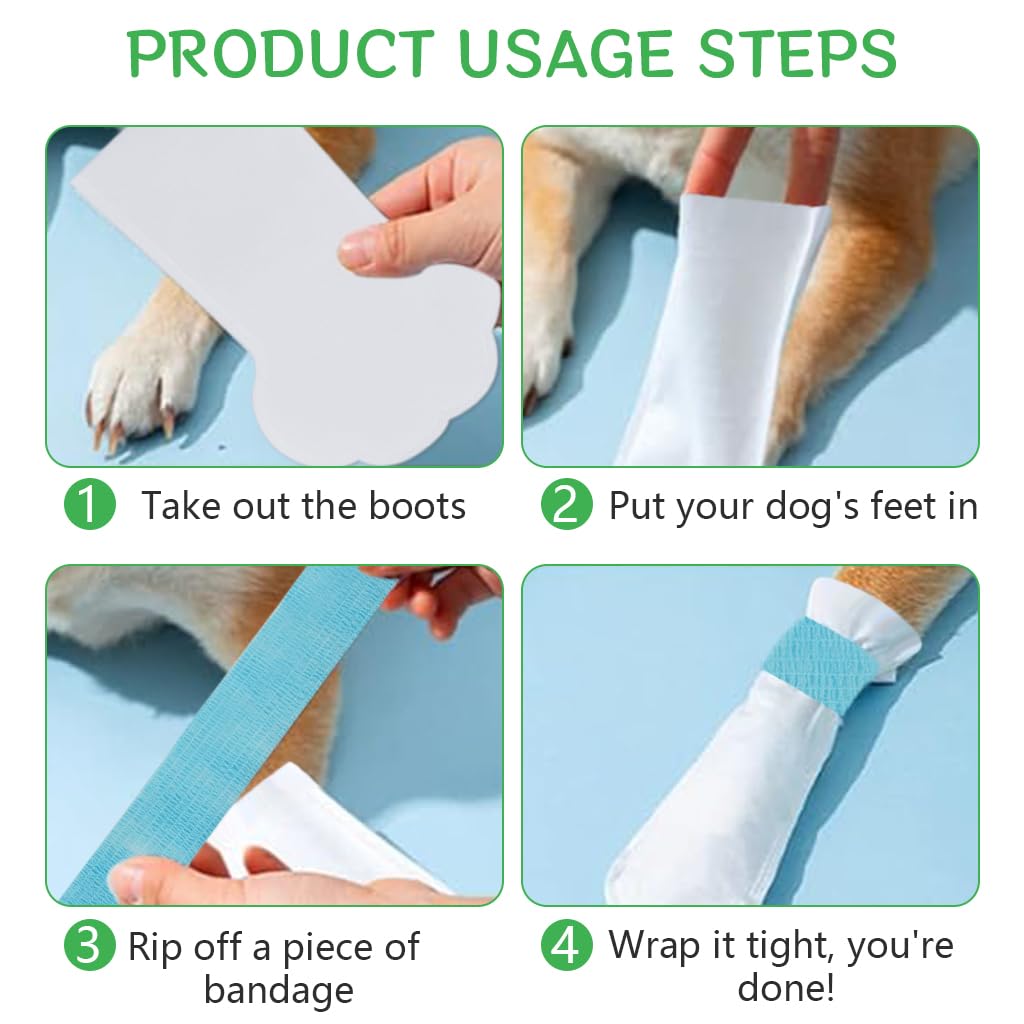 Qpets Pet Walking Shoes for Outdoor Use with Dual Fastening Tape and Water‑Resistant Lining | 60PCS Non‑Woven Boots for Medium Large Dogs