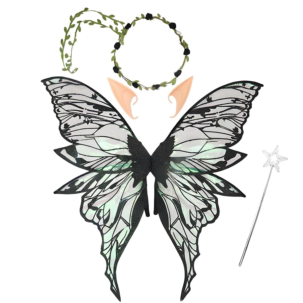 PATPAT® Large Gold Fairy Wings for Adults, Dress Up Sparkling Sheer Wing Butterfly Fairy Halloween Costume Angel Wings for Women