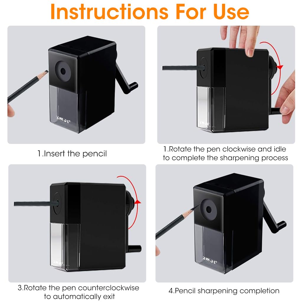 Climberty Manual Art Pencil Sharpener for 6–8mm Pencils with Helical Blade & 5 Nib Settings