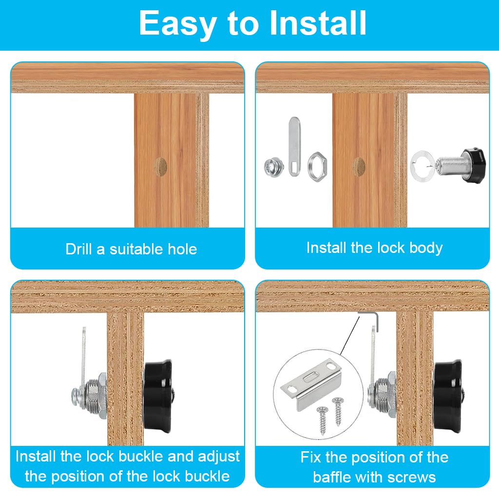 HASTHIP Cabinet Door Lock Kit for Drawers and Cabinets with 3 Digit Combination Zinc Alloy Security