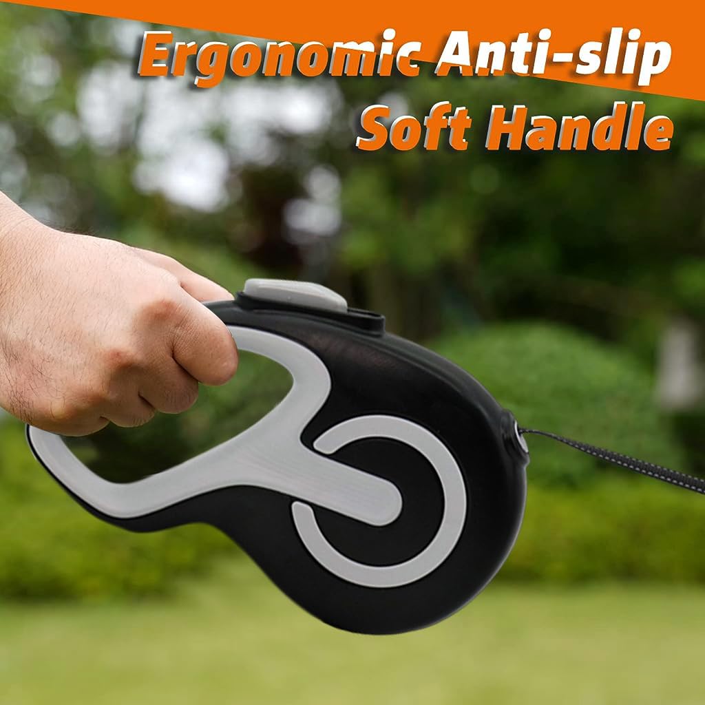 Qpets Retractable Dog Leash for Walking with 9.8 ft Nylon Rope and 360° Tangle-Free Hook | Anti-Slip Handle for Dogs up to 50 kg