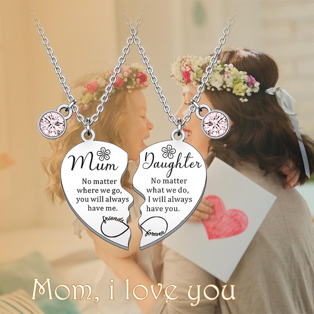 SANNIDHI Necklace Set for Mother Daughter with 4Pcs Heart Pendants and 60cm Chains | Stainless Steel Jewellery Gift