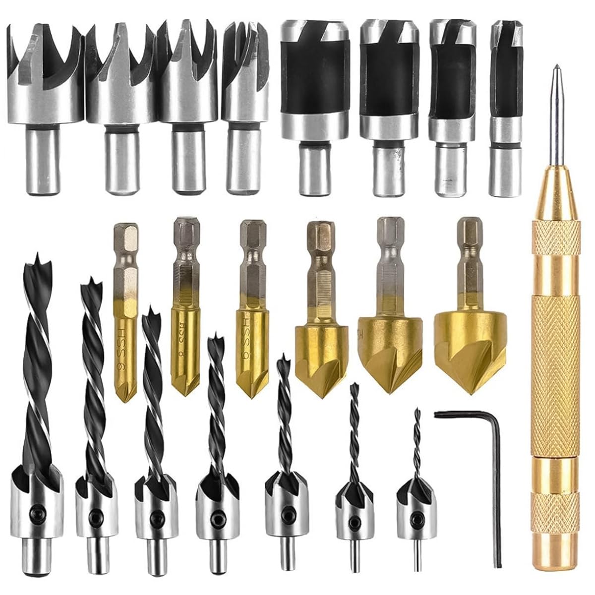 Serplex® 23Pcs Woodworking Chamfer Drilling Tools