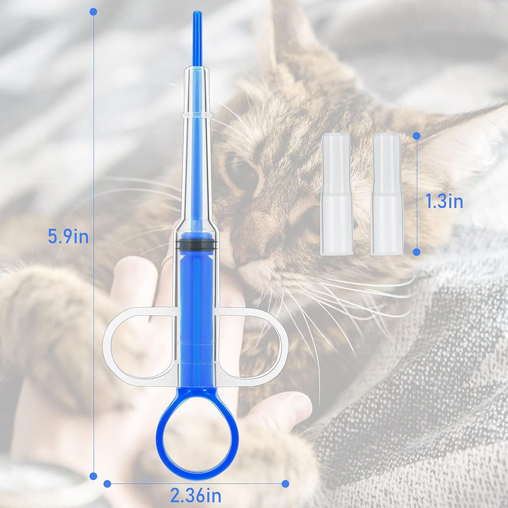 ZIBUYU Pet Medicine Syringe for Tablets and Liquids with Soft Silicone Nozzles | 2 Pack
