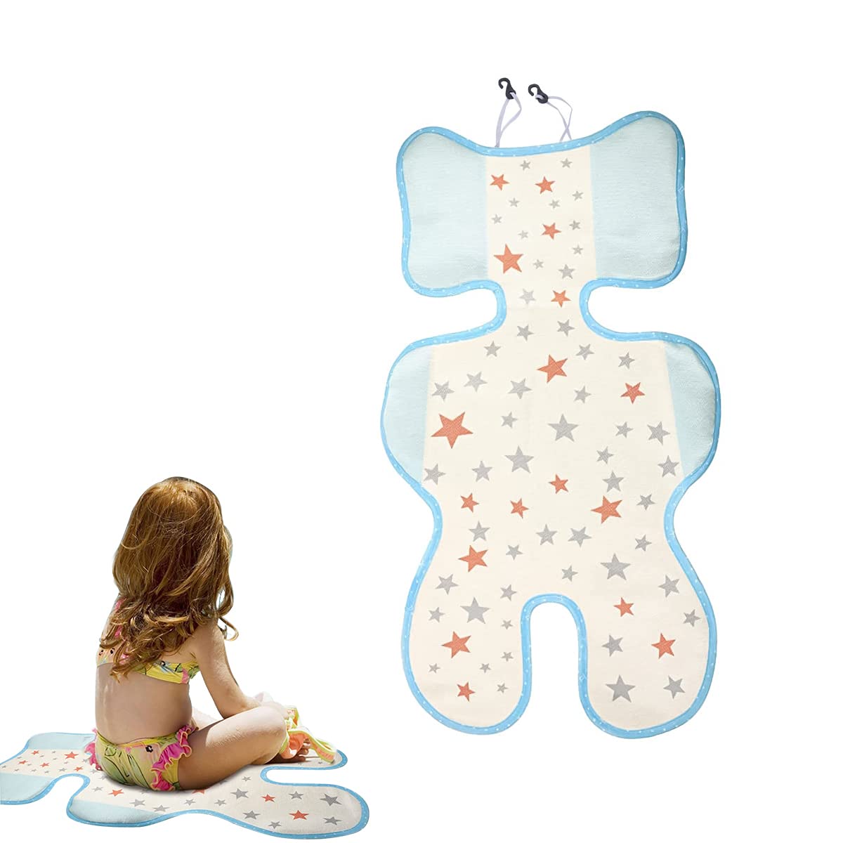 SNOWIE SOFT Baby Cool Cushion for Stroller and Car Seat featuring Dual Hook Design | Breathable Ice Silk Pad for 0–3 Year Olds