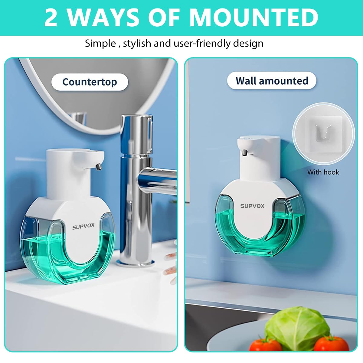 Supvox® Smart Auto Soap Dispenser Foamer No-Touch Automatic Fine Foam 430ml Hand Wash Handwash for Kitchen Bathroom Office Public Area 3 PCS