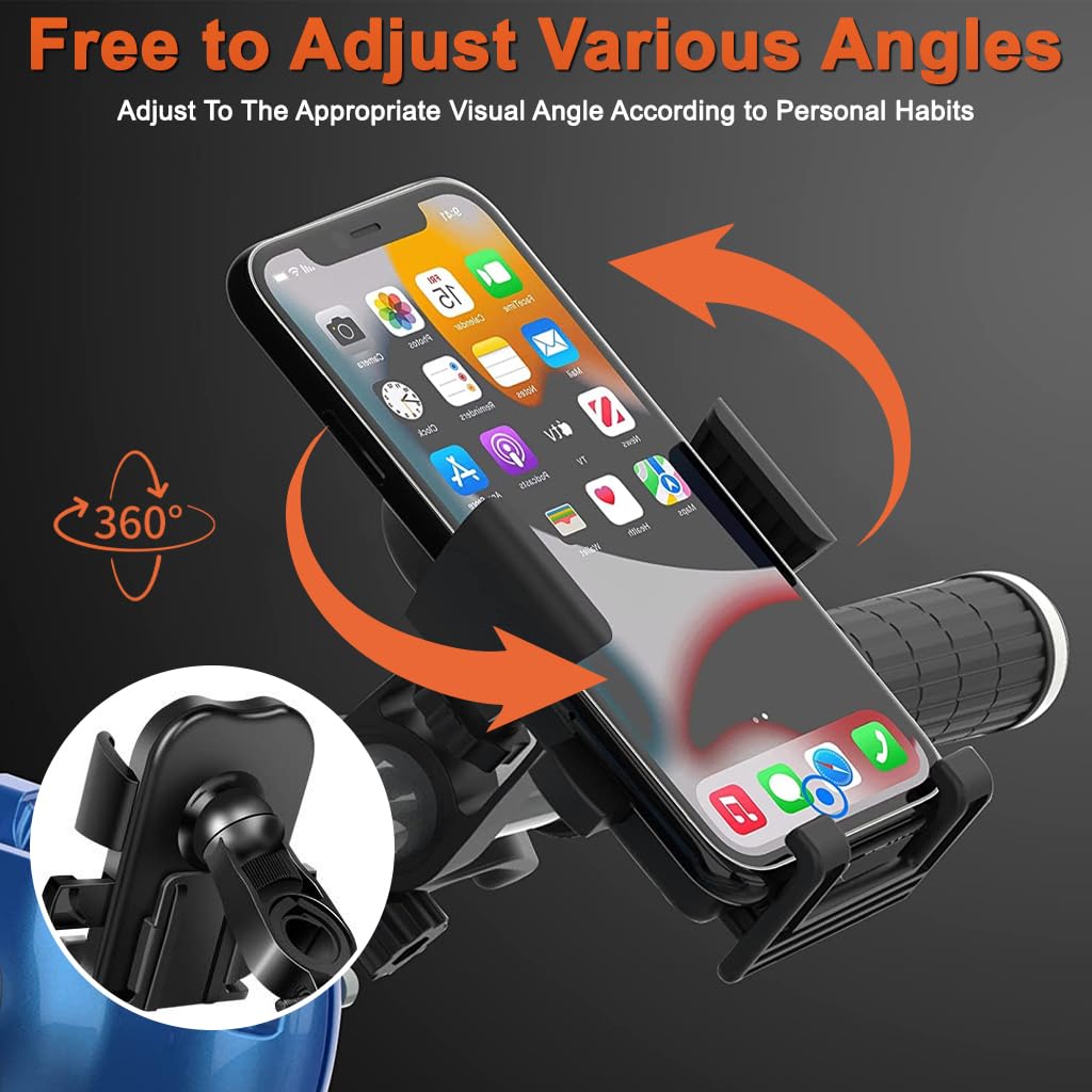 STHIRA Handlebar Phone Holder for Bike and Motorcycle featuring 4 Claw Grip fits 4.7–7.1 in phones