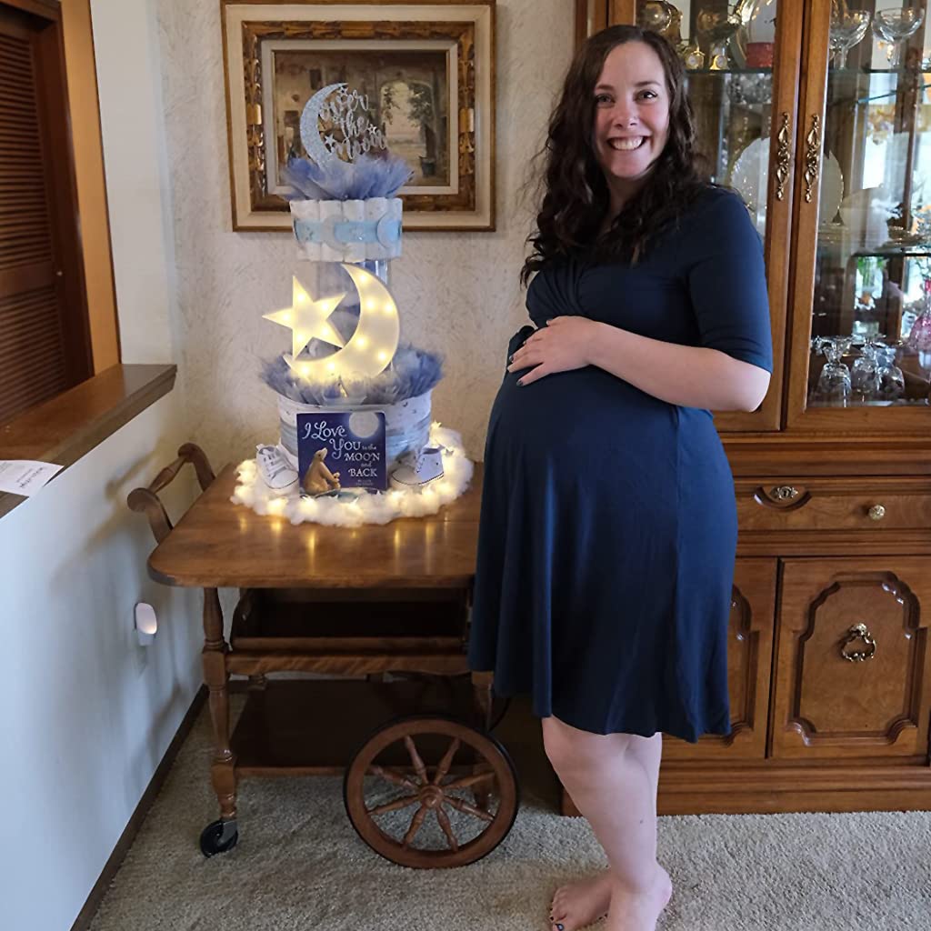 PALAY Maternity Dress for Women with Adjustable Belt featuring V Neck and Knee Length Style