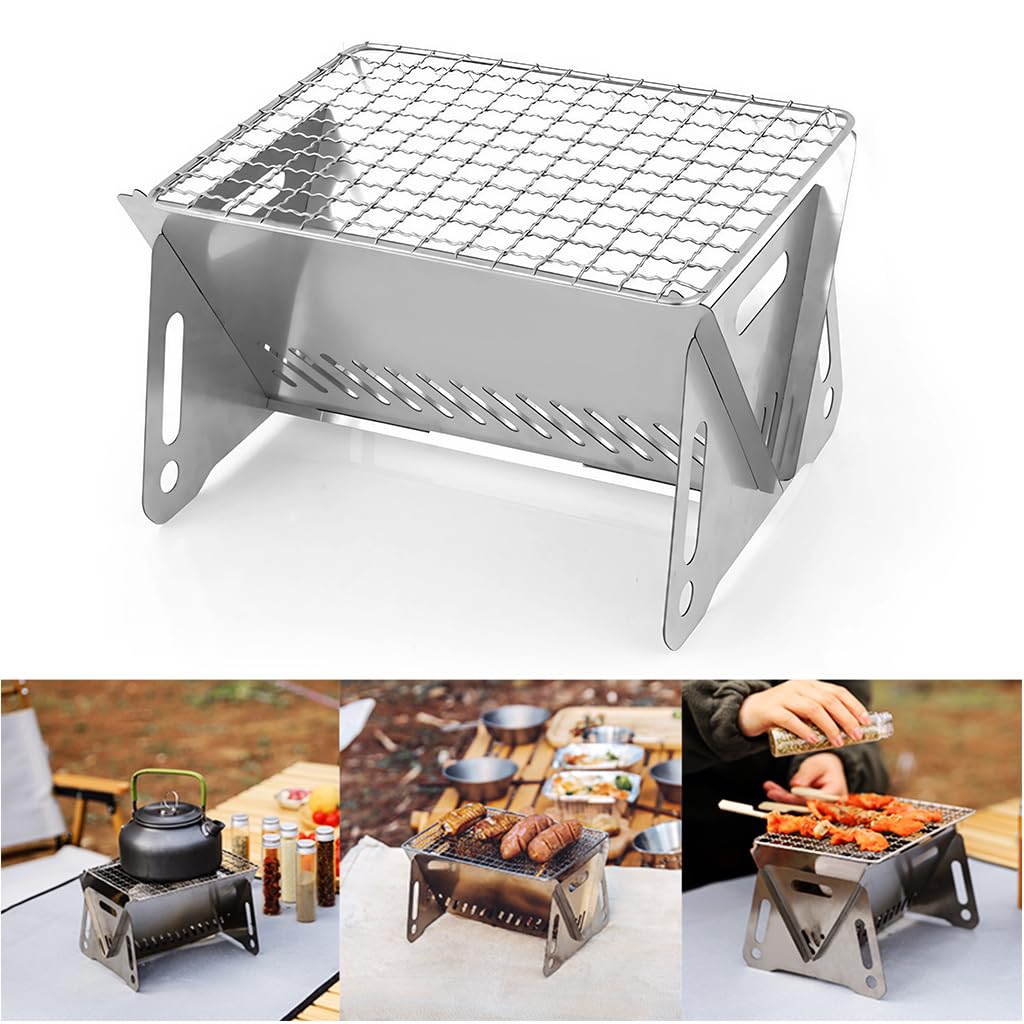Optifit Camping BBQ Stove for Outdoor Grilling with Optimal Airflow Design | 21x16x13cm Stainless Steel