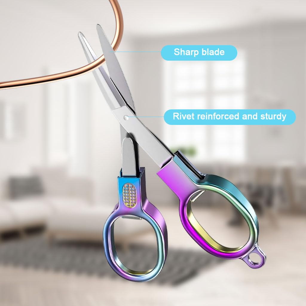 OFIFO Folding Utility Scissors for Crafting and Sewing with 4.5 in Blade featuring Compact Folding Design
