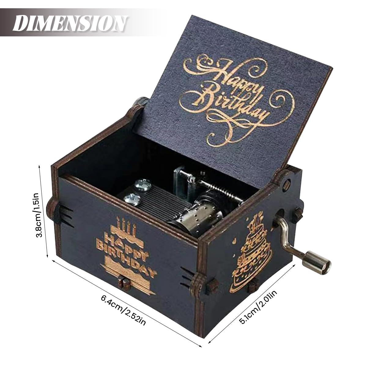 PATPAT Wooden Music Box for Birthday Gift featuring Hand Crank Mechanism and 6.4x5.2x4.2cm Size