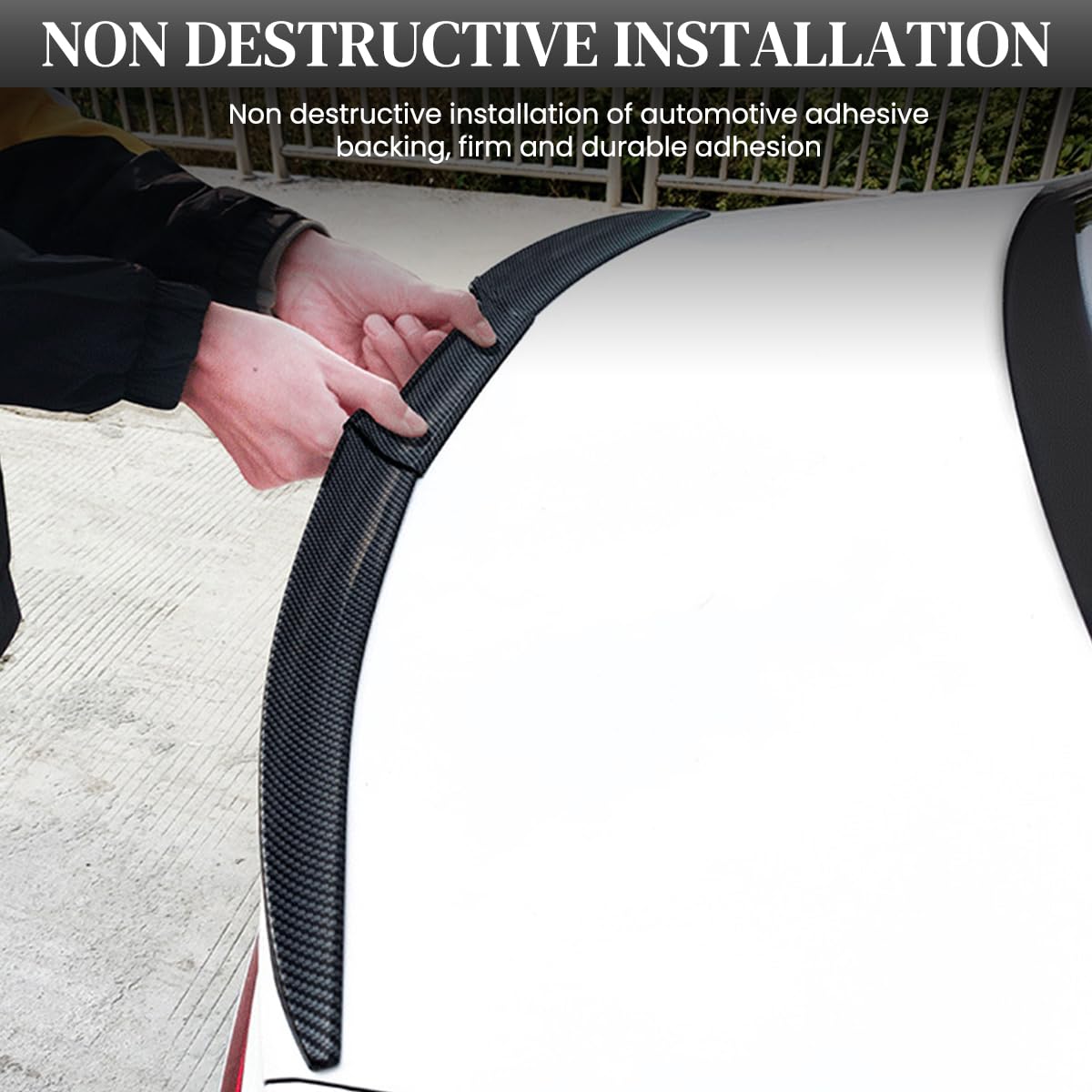 STHIRA Rear Spoiler for Car featuring 45° Tilt Aerodynamic Design and 1.38 m PVC Body | Universal Fit Carbon Fiber Black Extension