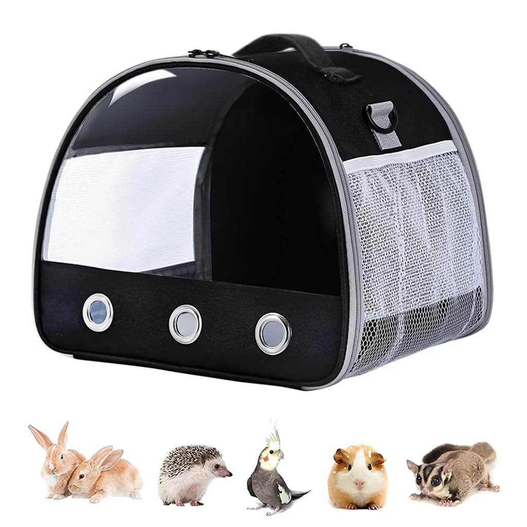 Qpets Small Pet Carrier for Guinea Pigs and Rabbits with Clear Window and Ventilation | 10×12×10 in Lightweight Travel Bag