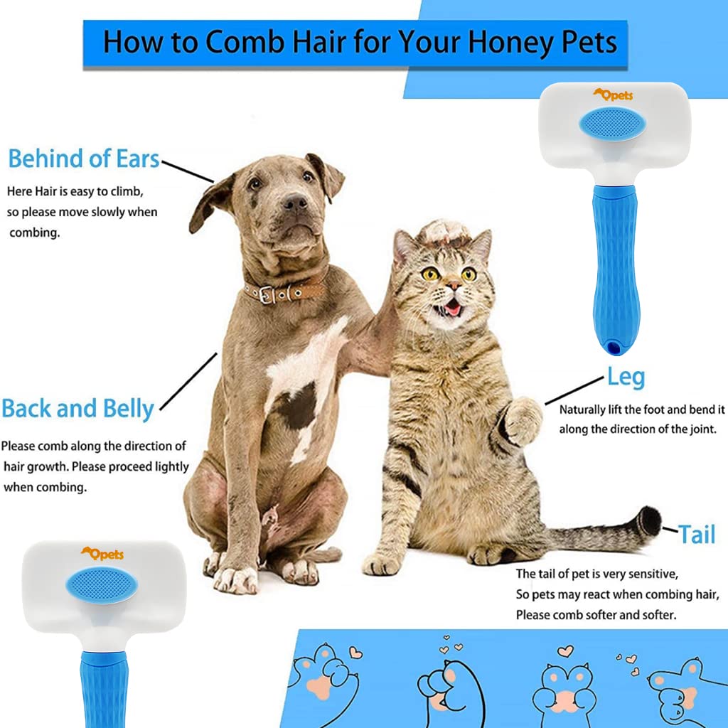 Qpets Slicker Dog Comb for Grooming and Massaging with 7.48 in Head Blue 3PCS | For Dogs and Cats