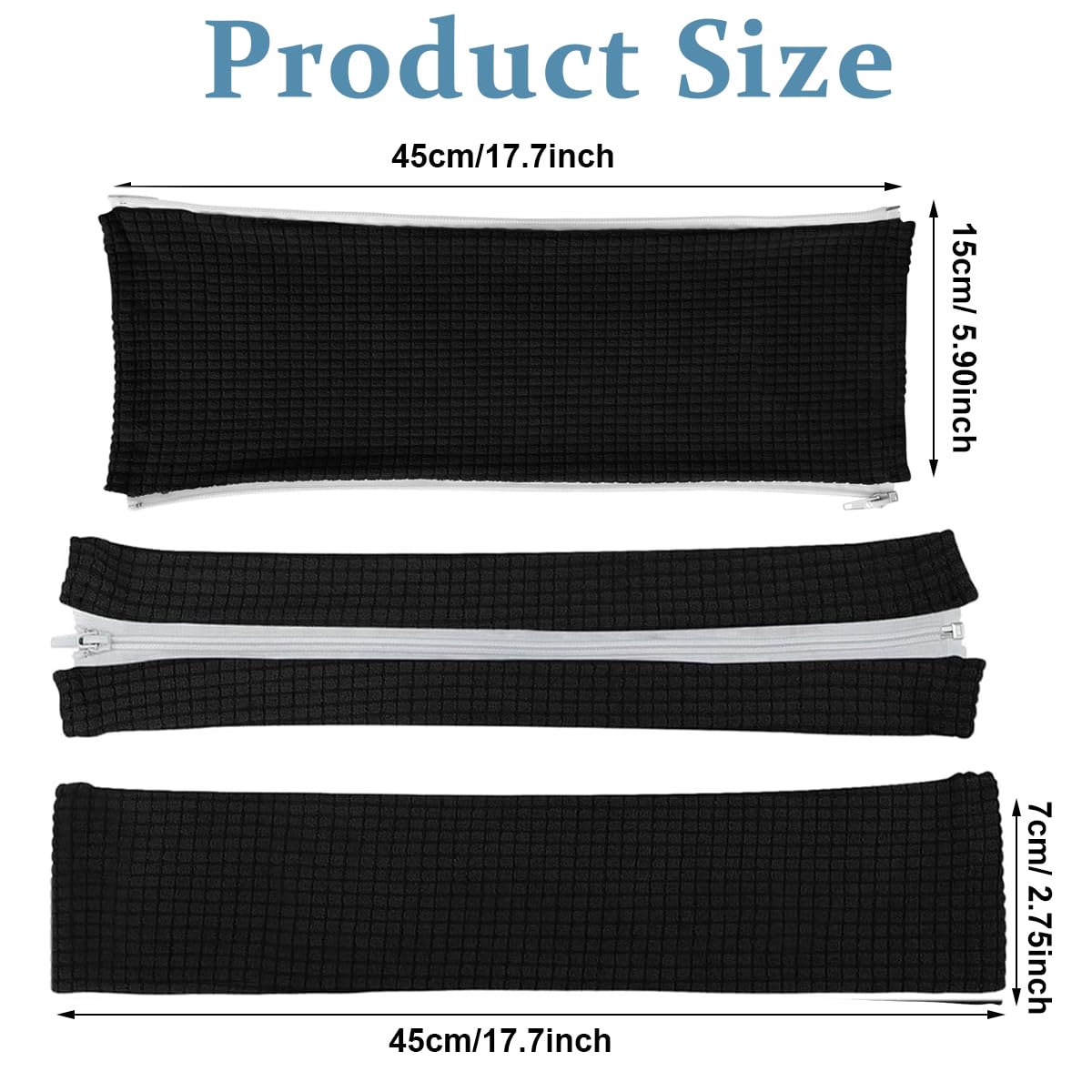 HASTHIP Armrest Cover for Office and Wheelchair Chairs with 45×16cm Fit and Zipper Closure | Soft Stretchy Grey Jacquard Pair