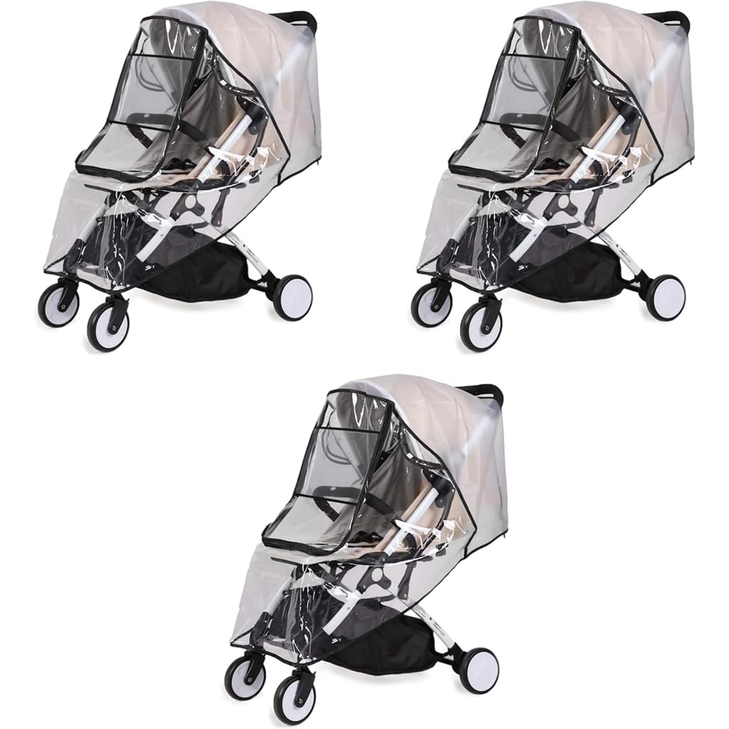 SNOWIE SOFT Baby Stroller Rain Cover for Winter with Open Window and EVA Material | Protects from Rain Sun Dust Snow 3 PCS