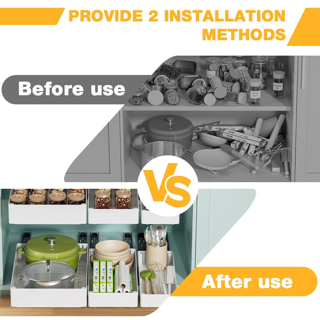 HASTHIP Pull Out Cabinet Organizer for Kitchen with 3 Piece Set and Smooth Sliding Rail