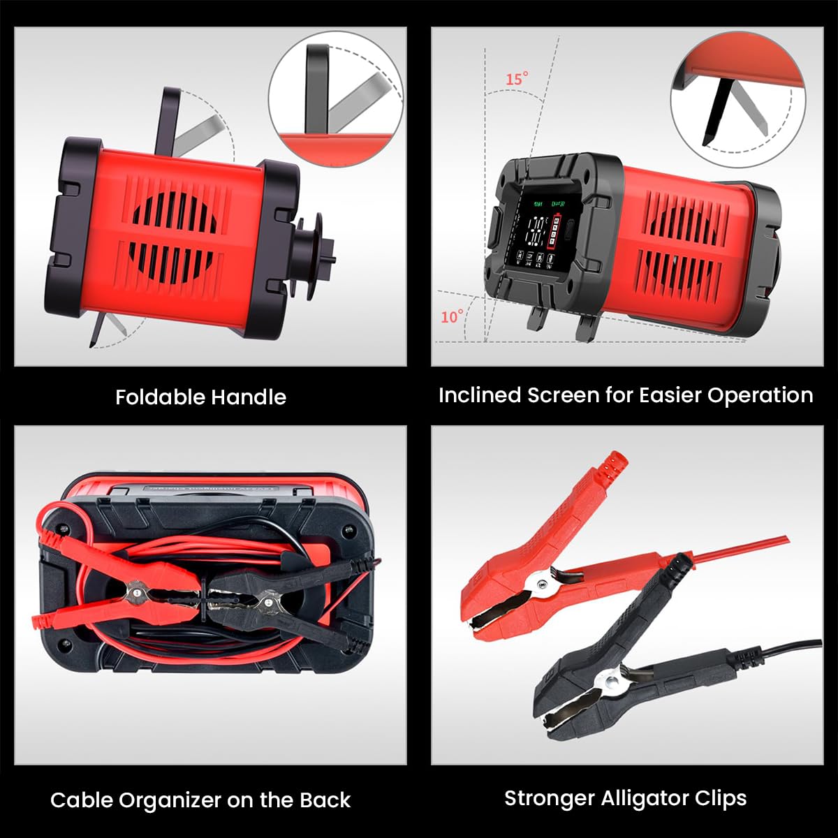 STHIRA Smart Car Battery Charger for 12V 24V Vehicles featuring Pulse Repair Tech | LCD Display and Multilayer Safety Protection