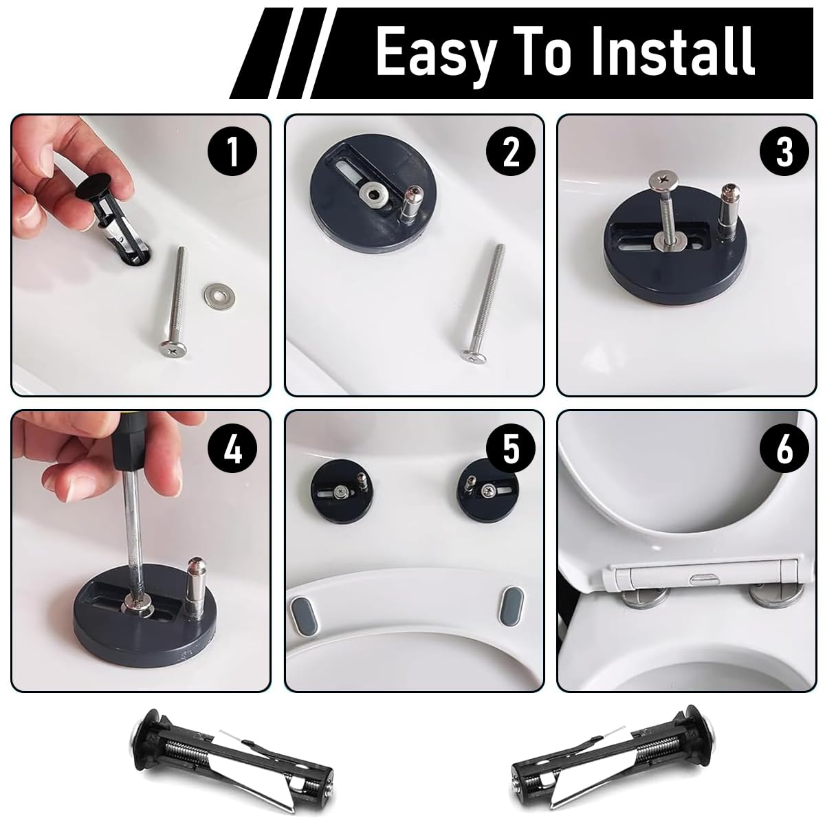 Serplex Toilet Seat Bolt Kit for Secure and Hygienic Installation Pack of 2 | Stainless Steel