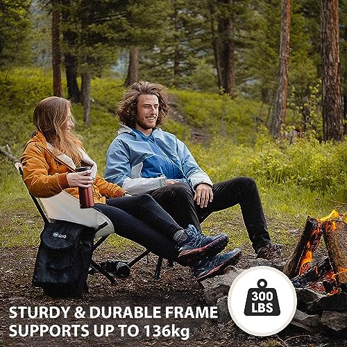 Proberos® Portable Folding Camping Chair Outdoor with Carry Bag 600D Oxford Cloth Max 300 Lbs Weight Capacity Breathable for Fishing White 2 PCS