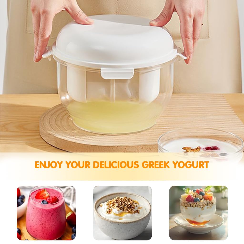 Supvox Yogurt Strainer for Homemade Greek Yogurt with Spring Loaded Press and 3L Capacity | BPA Free Reusable Filter Cup